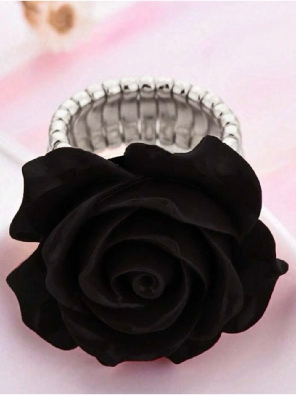 Black Rose Stretch Ring - Women Accessories